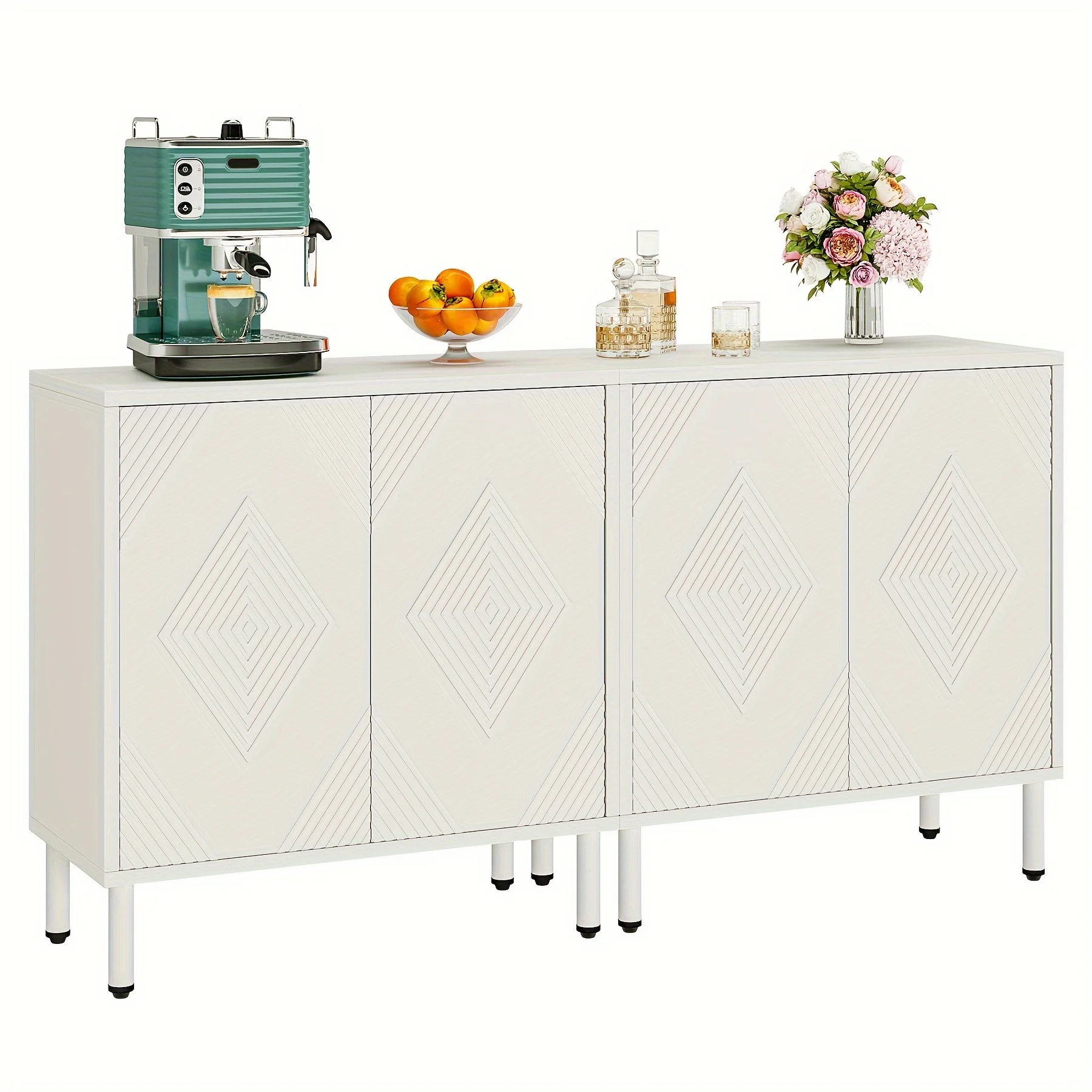 57 Inch, Multifunctional Cutlery Cabinet Buffet Cabinet, Storage Buffet Cabinet With Adjustable Shelves