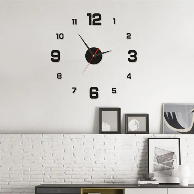 Frameless Wall Clock Large Frameless Luminous Numerals Clock Sticker Home Decoration Wall Décor For Living Room Offices Home