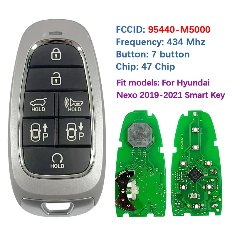 CN020127 ما بعد البيع 7 أزرار مفتاح ذكي فوب عن بعد 47 رقاقة 434 ميجا هرتز P/N 95440-M5000 FCC TQ8-FOB-4F20 لشركة هيونداي Nexo 2019