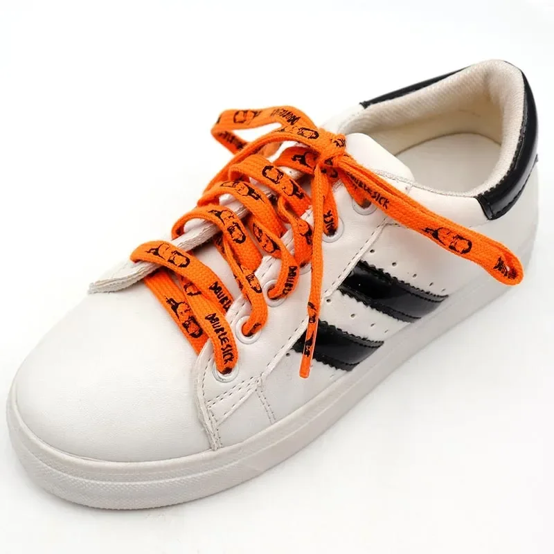 Coolstring Schuh zubehör 8mm Schnürsenkel personal isierte Muster Lacet Siebdruck gedruckt flach orange Bootlaces Hoodie Kordel zug