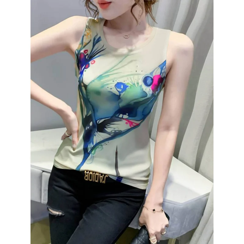 

3DDigital Print Женский жилет с короткими рукавами и буквами, модный модный брендовый повседневный жилет