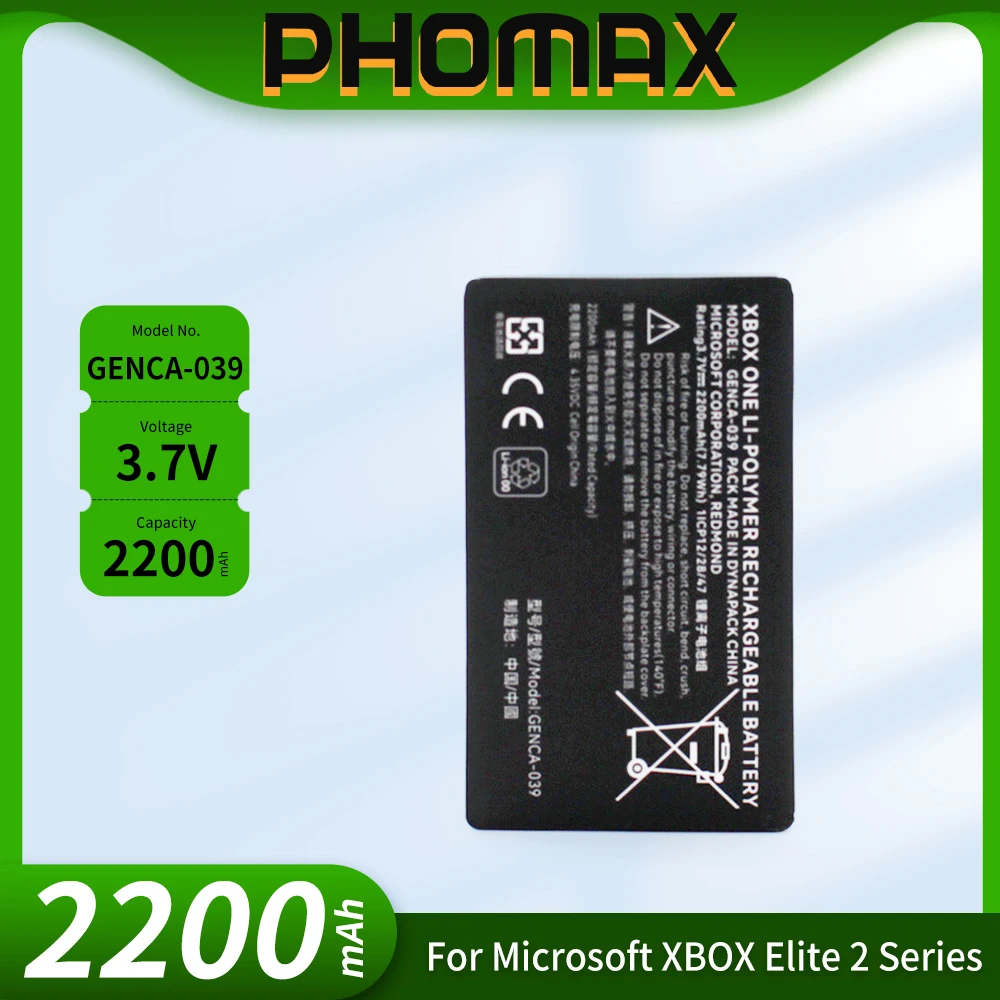 PHOMAX GENCA-039 GENCA 039 3.7V 2050mAh Battery for Microsoft XBOX Elite 2 Series 1797 Game Console Controller Battery