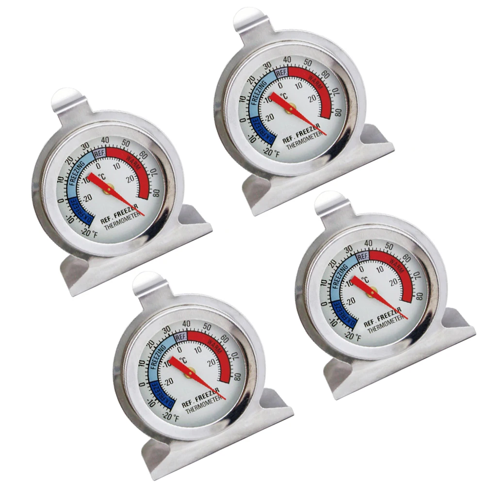 

4pcs Refrigerator Thermometer Digital Stainless Steel Temperature Durable Applied Freezer Small Light Easy Carry Real Time