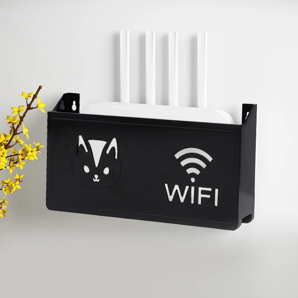 

Wall Storage Box Router Organizer Ventilated Mesh Design Floating Shelves Cable No Drill Mount