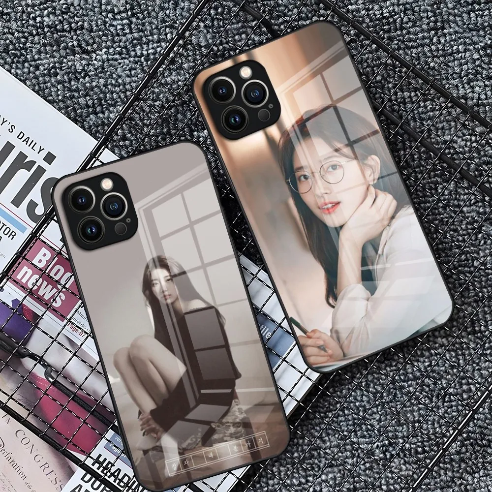 Singer Bae Suzy Phone Case for iPhone 15 14 Pro 11 13 12 Mini XS XR Max 6 8 7 Plus SE Glass luxury Design Cove