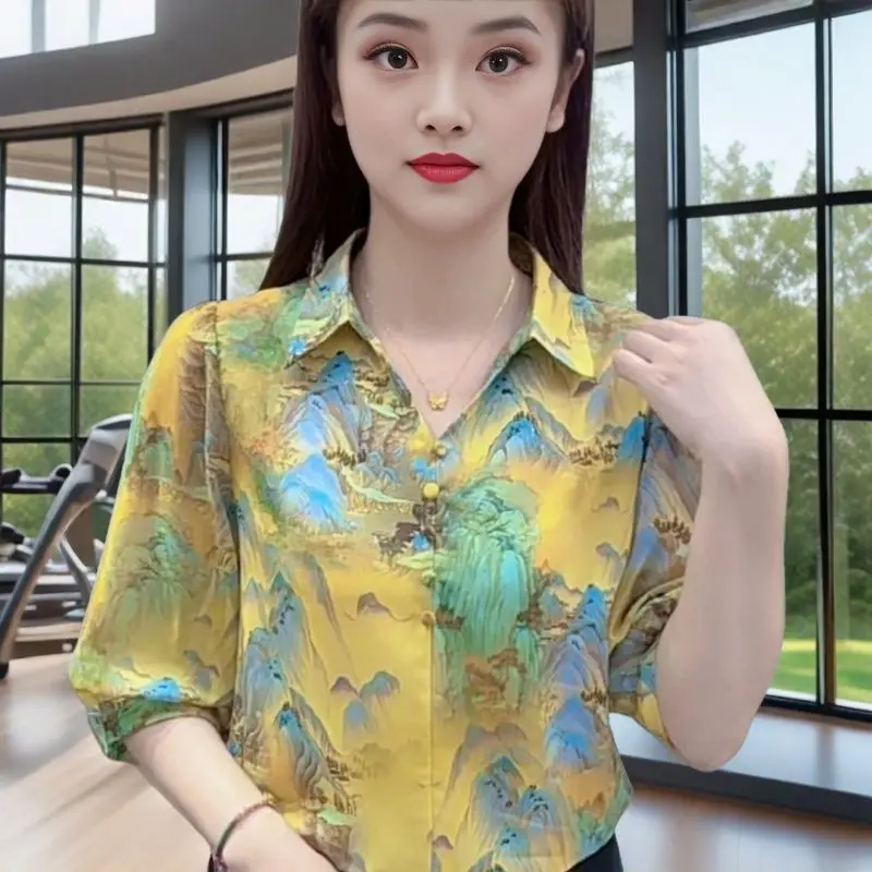 

Floral Shirt Women Summer Fashion Versatile Simple Shirt