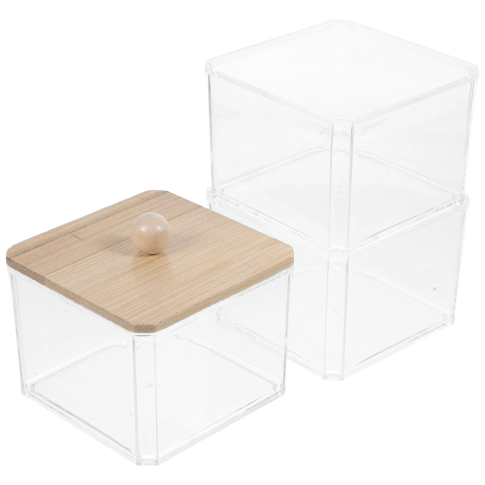 

Transparent 3-Compartment Swab Dispenser Pads Holder Storage Jars Cotton Swab Holder Bathroom Organizer Storage Box