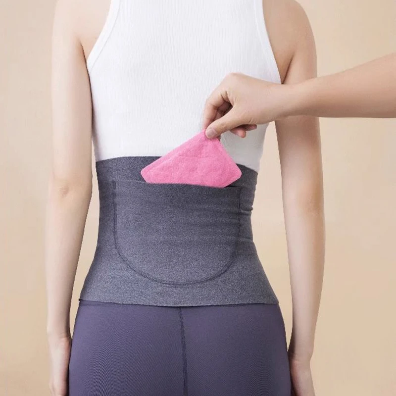 1Pc Women's DEvelvetfabric Waist Belt With Two Pockets, Breathable Support Belt, Keep Your Stomach Warm & Protect Your Stomach