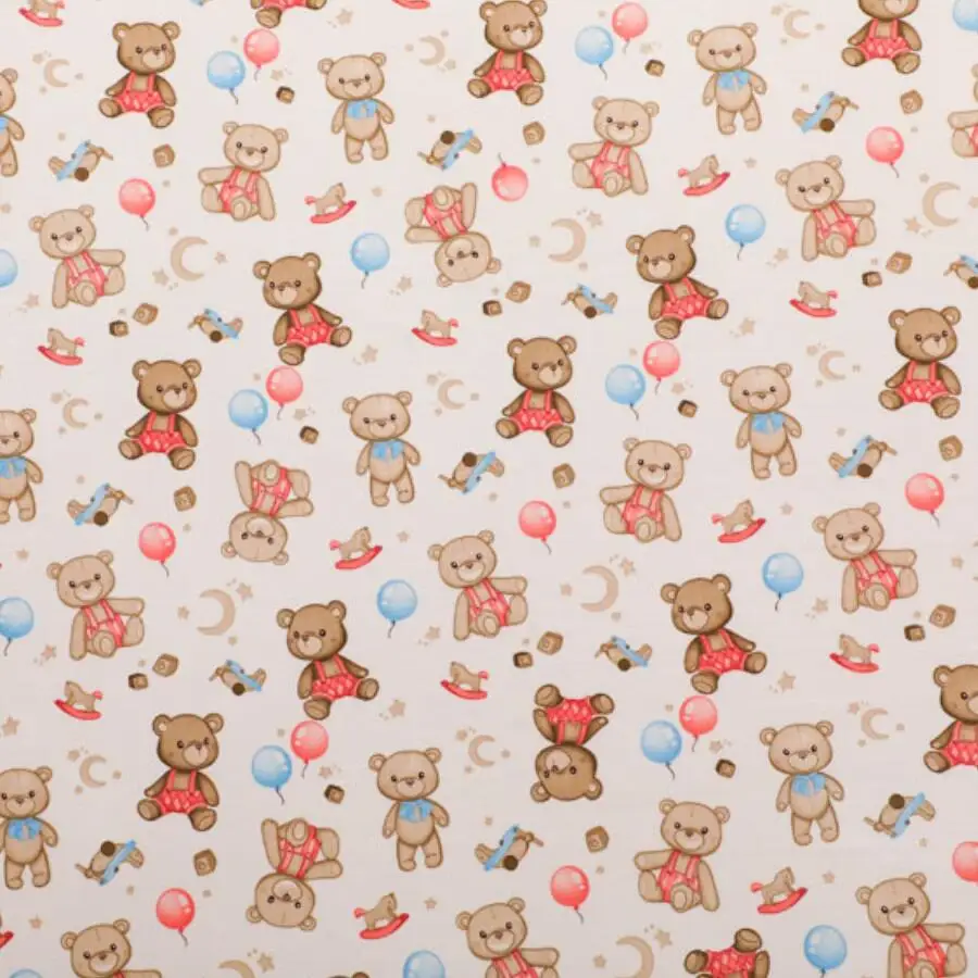 Colors Toy Bear Balloon Heart Printed Cotton Fabric for Sewing Patchwork Cloth Quilting Scrapbook Tecido Diy Handmade Material