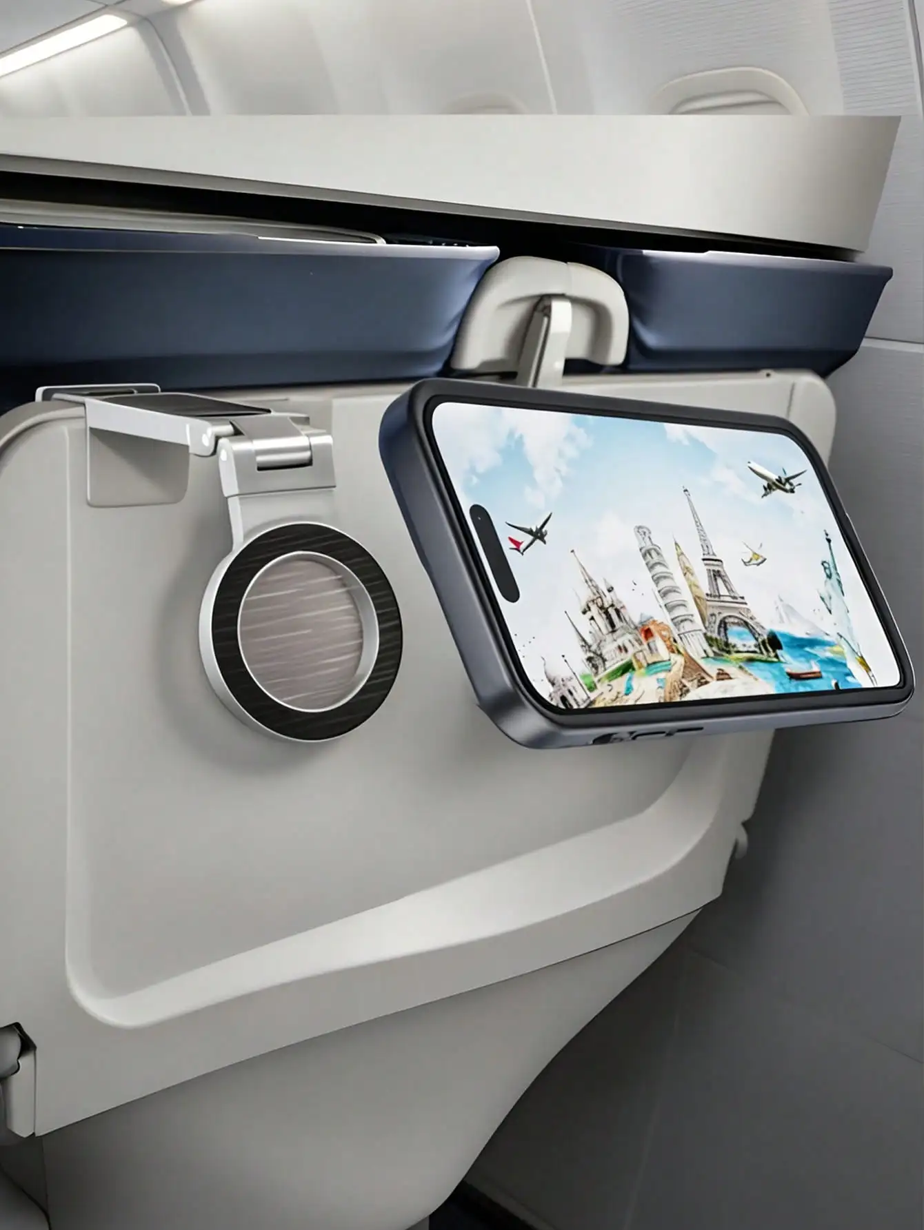 

2pcs Airplane Phone Holder,Travel Magnetic Phone Holder, Magnetic Phone Holder, Abs Material, Magsafe Portable Clip Rotatable Foldable, Universal Phone Stand 360 Degree Rotation, Desktop Foldable Bracket,Suitable For Air Travel, Desktop Office, Car Travel