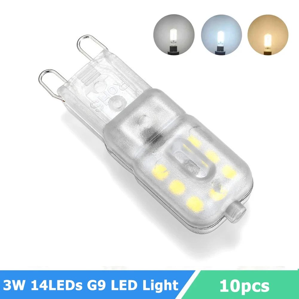 10PCS G9 Dimmable LED Lamps 3W 14LEDs Spotlight 110V 220V Mini LED Bulbs Clear/Milky White Shell Light 360° Uniform Irradiation