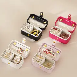 New PU Leather Mini Jewelry Box for Travel Portable Lipstick Necklace Earrings Ring Storage Flip Cover Jewelry Organizer Box