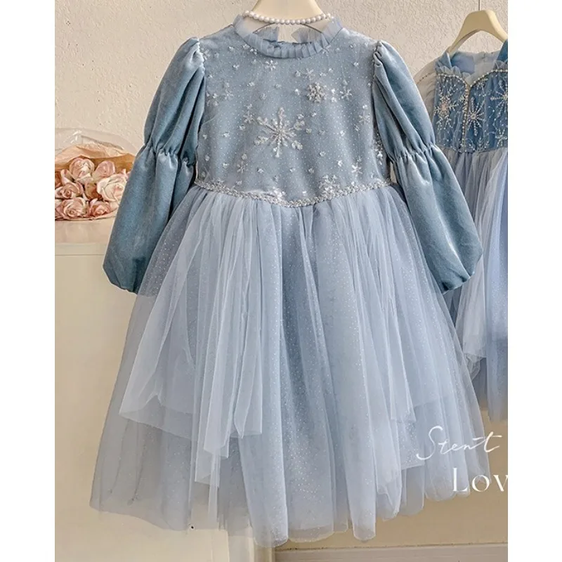 

Spring New Girls' Princess Dress, Birthday Beautiful Children's Fluffy Mesh Heavy Industry Ice and Snow Dress