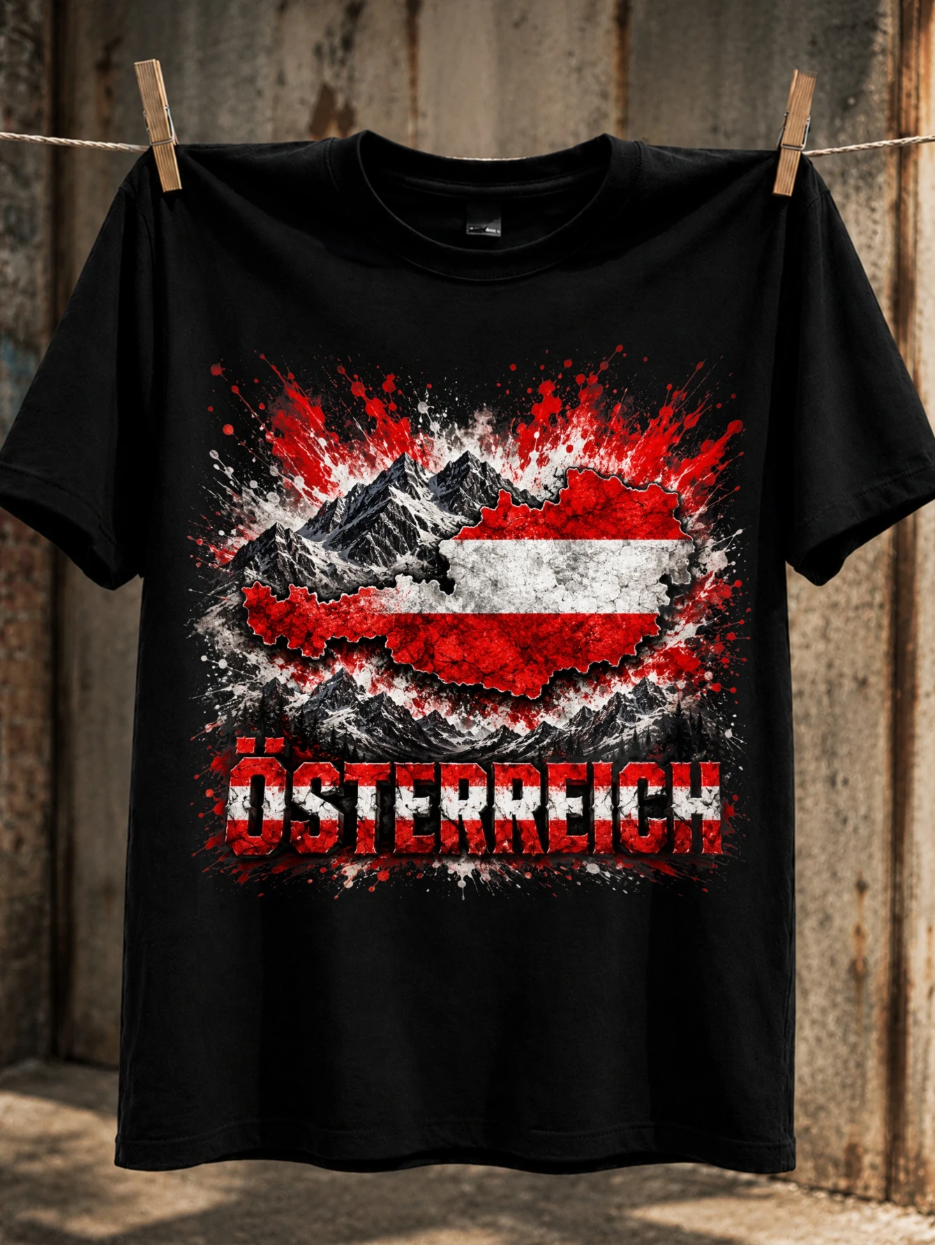 osterreich  and Mountains Fl-ag filled Austria  with alpine scenery distressed national pride style  Unisex All T-Shirt