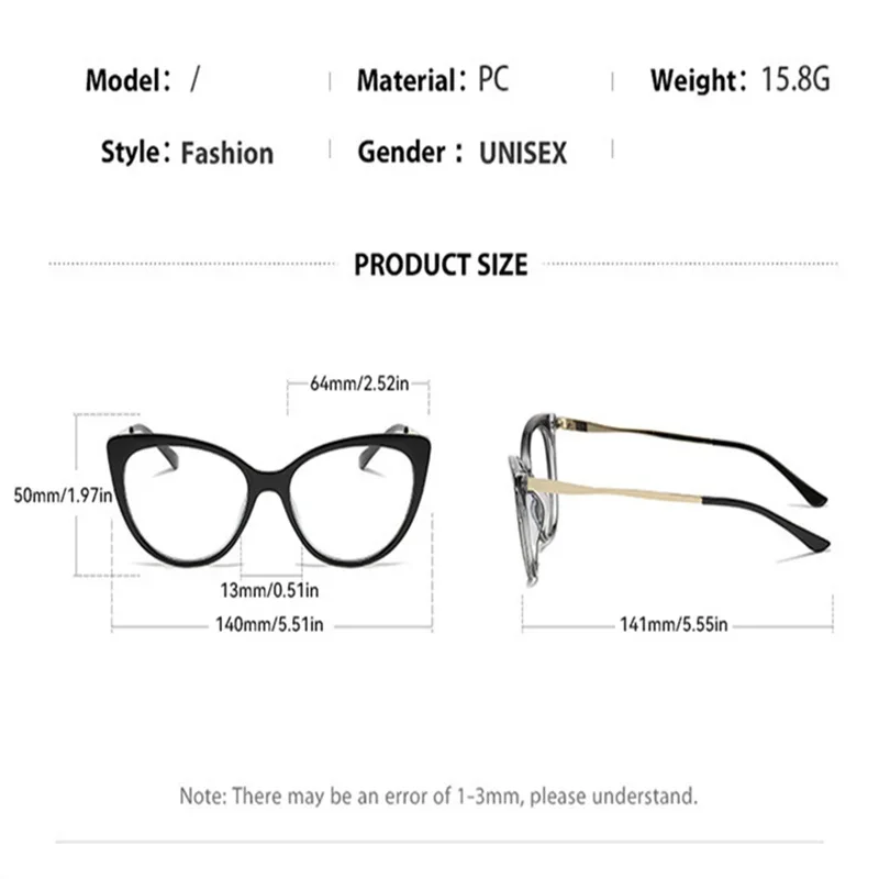 Blue Light Discoloration Glasses Women Blocking Cat Eye Fashion TR90 Anti Luxury Designer Retro Eyeglasses for Optical Frame