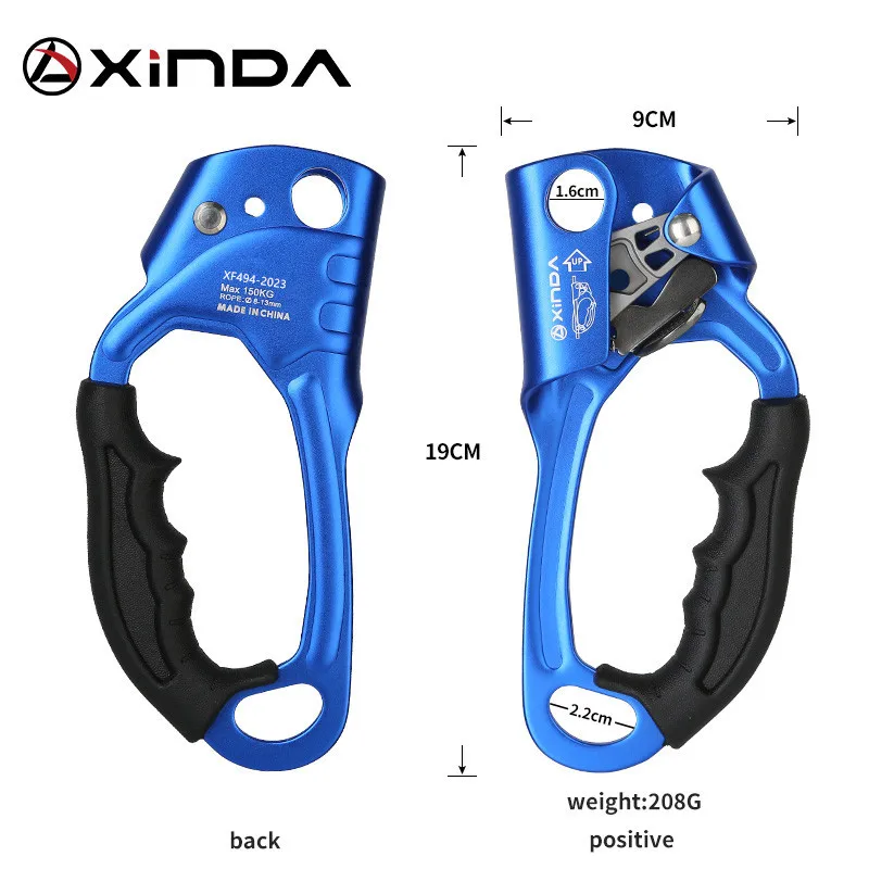 XINDA Outdoor Sports Rock Climbing Ascend Right Left Hand Grasp 8mm-13mm Rope Ascender Device Mountaineer Riser Tool Kits
