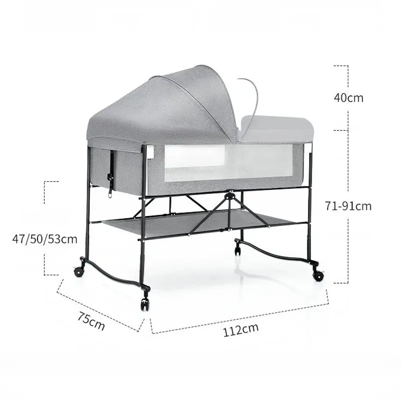 Portable Baby Crib For Newborn Infant, Multifunctional Foldable Mobile Cot Can Stitching Adult Big Bed
