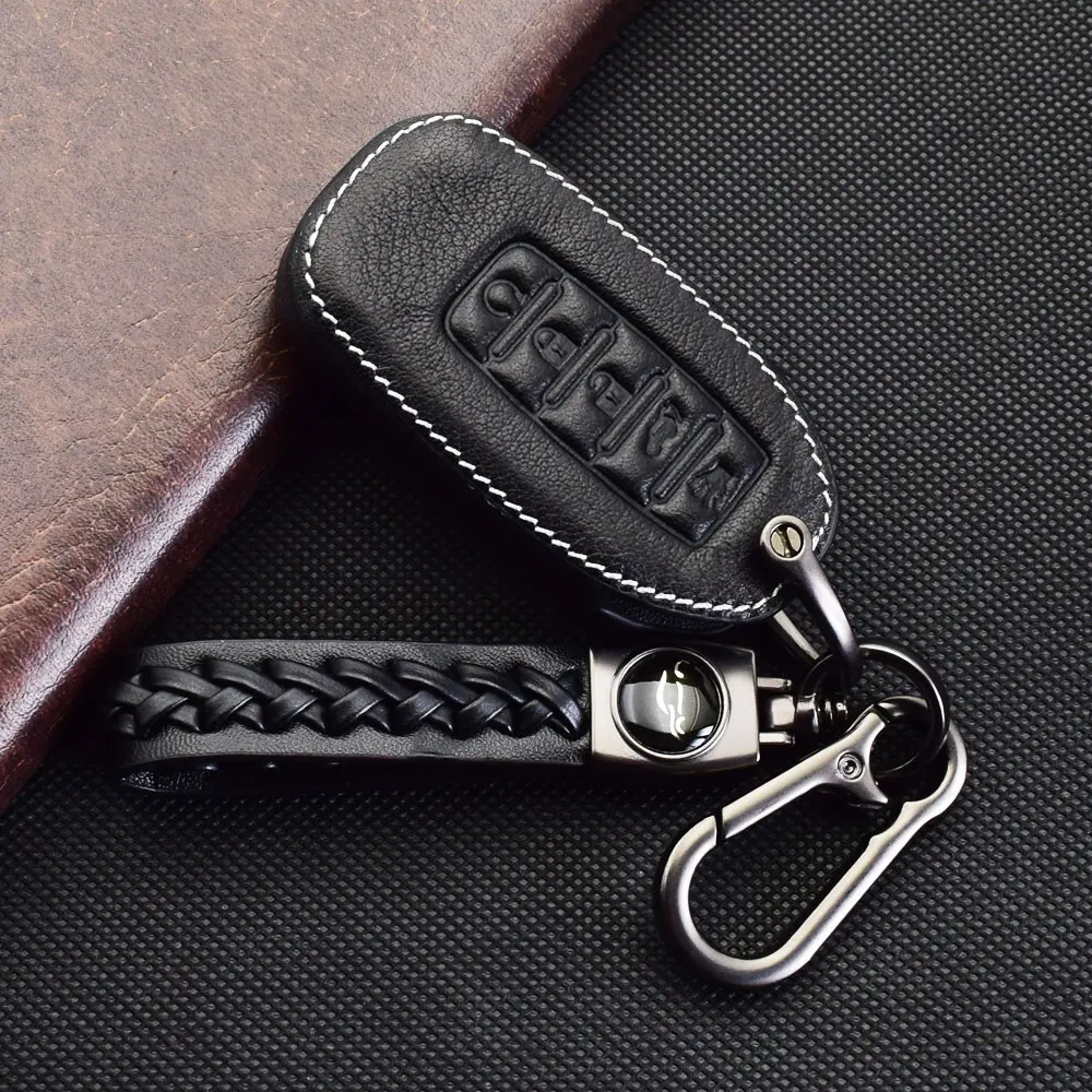 ATOBABI Leather Car Key Cover Bag For Infiniti Q50 Q60 QX50 QX60 2019 2020 2021 2022 2023 Smart Remote Fobs Shell Protector Case view 5