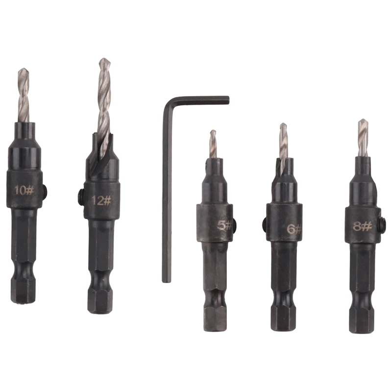 

Набор из 5 шестигранных сверл для деревообработки, фрезерные насадки для сверления отверстий [AA98]