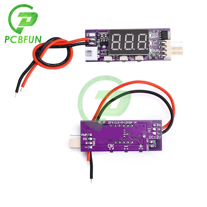 DC 12V Small Four Wire PWM Fan Temperature Control Governor Temperature Speed Digital Display Supports 3A Internal Fan Shutdown