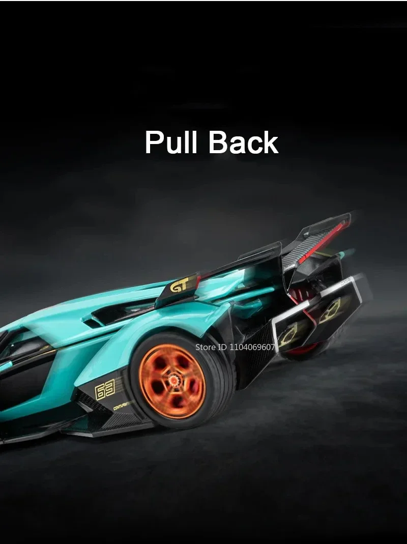 1:32 Lambor V12 GT Super Auto Modell Spielzeug Metall Druckguss Zurückziehen Musik Licht Miniatur Racing Fahrzeug Modelle Dekoration Jungen Geschenke – Detail 3