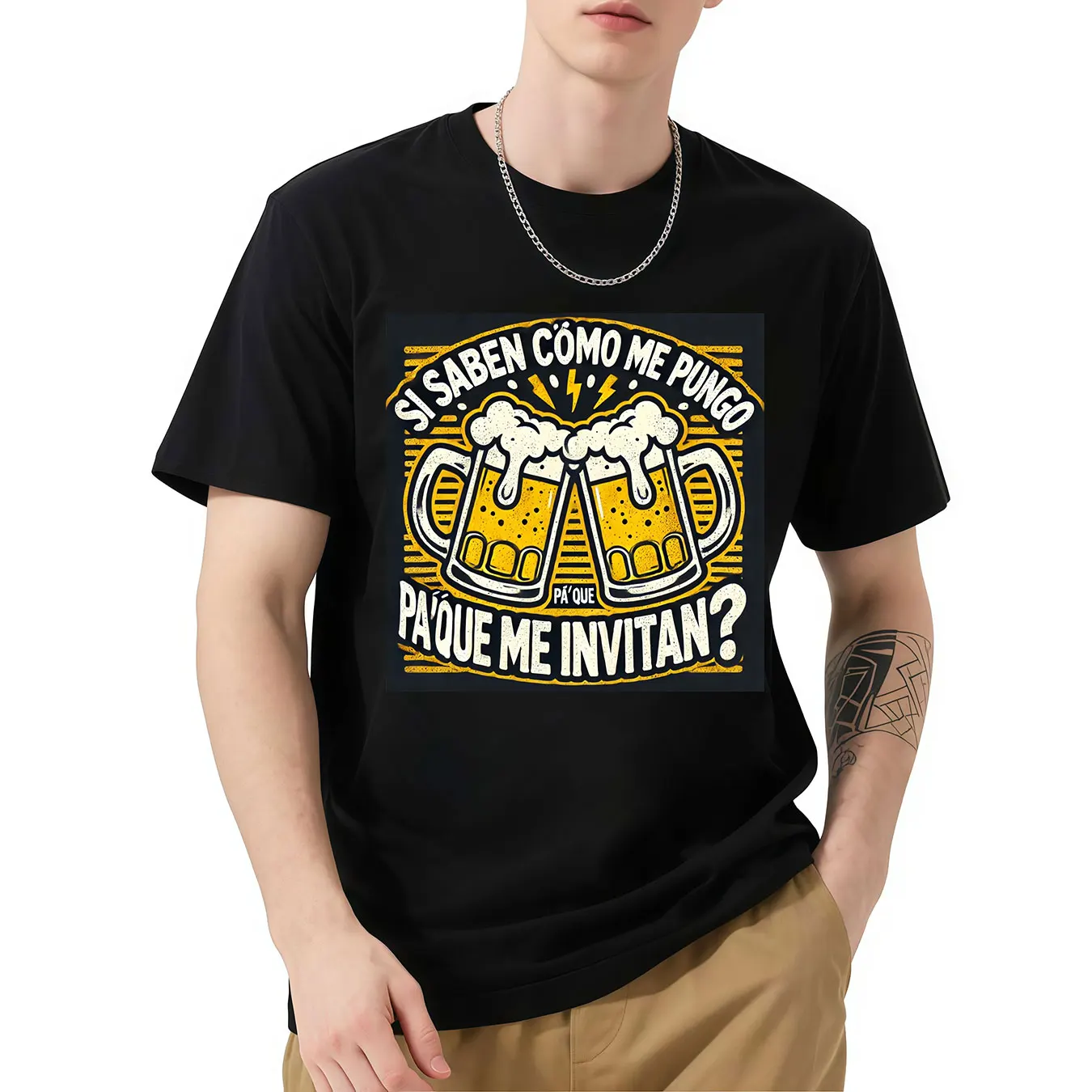 

New Style T Shirt Beer Mugs Spanish Text Tees Fashion T Shirt Summer Casual Tops Unsiex Funny Trip T-shirts Streetwear