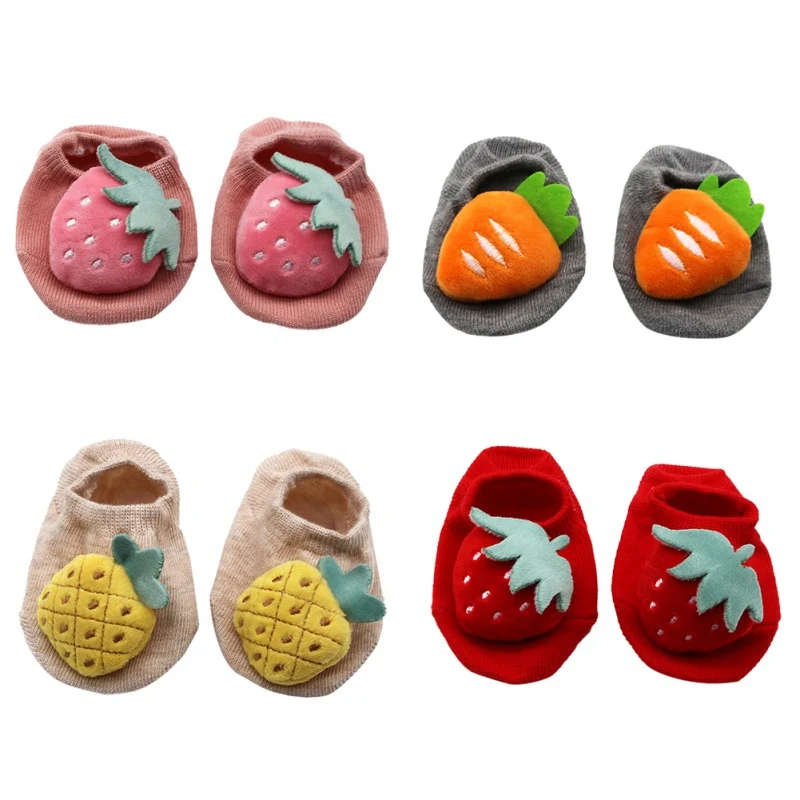 Newborn Baby Girl Socks Cute Cartoon Fruit Decoration Anti Slip Floor Socks Toddler Soft Cotton Warm Socken