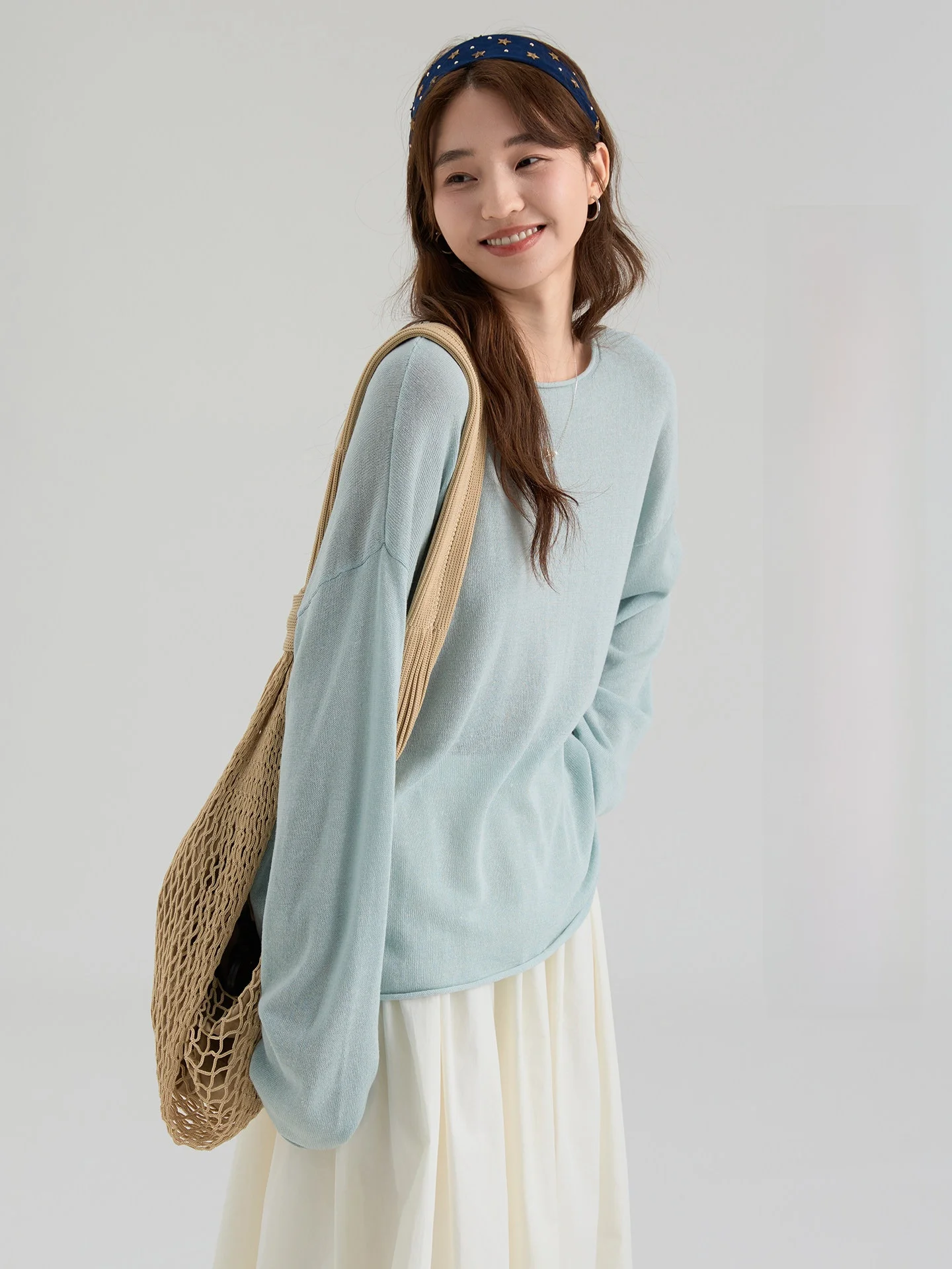

Loose Long Sleeve T-Shirt Women's Summer New Style Drawwind2026 Lyocell Linen Cuffed Collar Sun Protection Korean Style Top