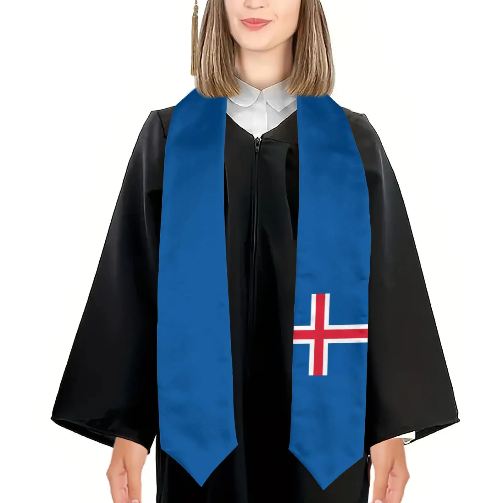 

2025 Iceland Flag Graduation Stole Shawl Sash Honor For Study Aboard International Students