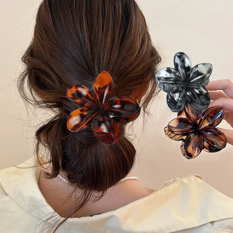 Fashion Women Flower Hair Claws Hawaiian Gradient Hair Clips Vacation Beach Style Hairpins Hair Accessories ﻿заколки