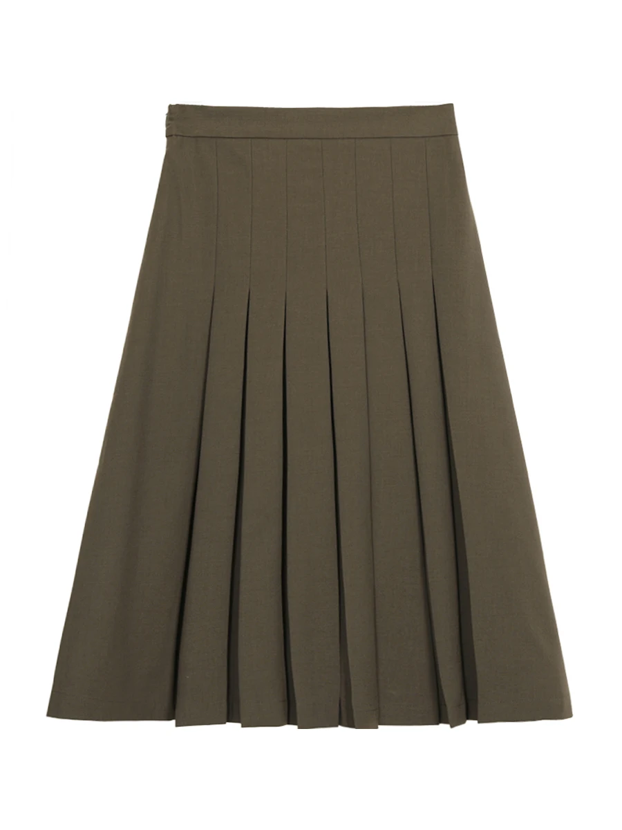 

Red Celebri A-Line Skirt Women's New 2025 High Waist Wool Pleated Skirt Ele Simple Sle Daily Wear Polyester Blend