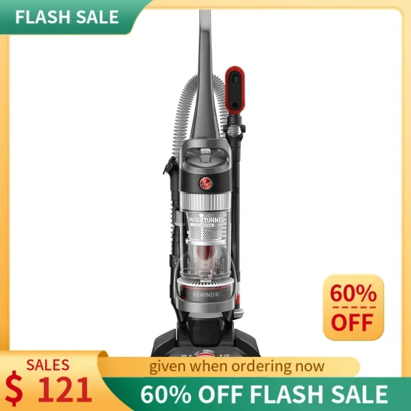 

QWHoovvers WindTunnel Cord Rewind Pro Bagless Upright Vacuum Cleaner,For Carpet And Hard Floors,UH71300V,Black