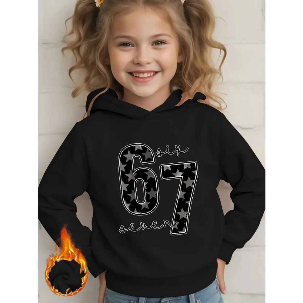 فتاة 67 ميمي مطبوعة الخريف / الشتاء الأطفال عارضة مريحة مقنعين الرياضة هوديي