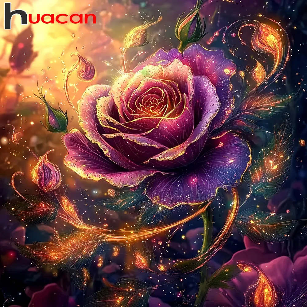 Huacan Diamantmalerei Rose Vollquadratisch Rund Mosaik Blume Handgemachtes Geschenk Heimdekoration