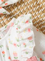 Baby Girl's All Seasons Long Sleeve Print Floral With Bow Daily Jumpsuit For Newborn-6M Clothes +Headband 6