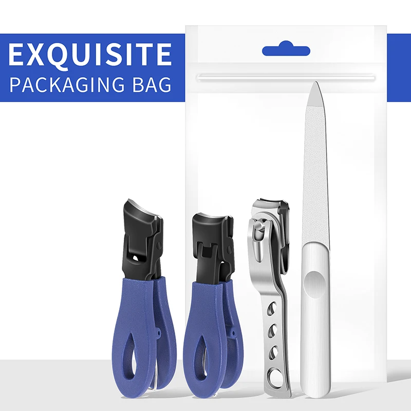 

4pcs/Set Black Blue Professional Stainless Steel Nail Clipper With File Polishing Nail Filetoenail Clippers Manicure Tool Set