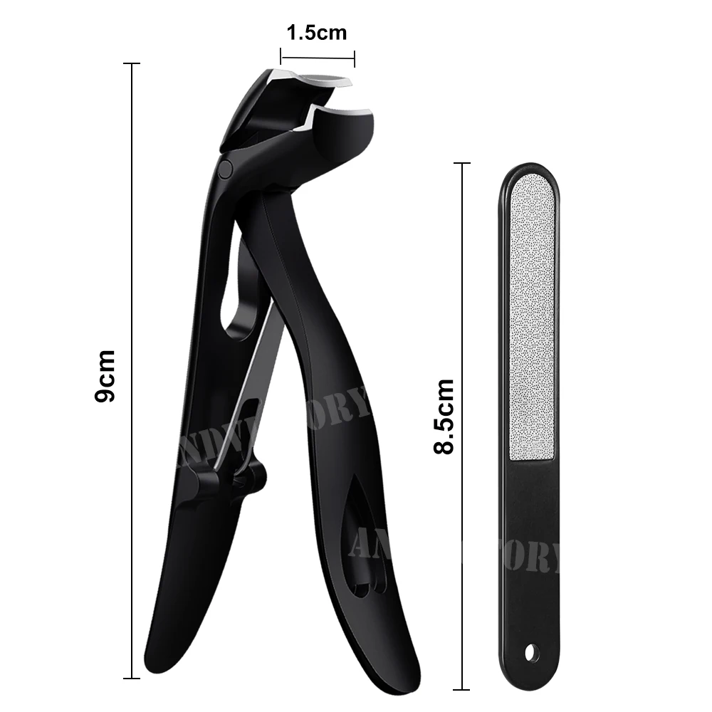 2 szt./zestaw Obcinaczki do paznokci z pilnikiem, skośna główka, szerokie szczęki, do grubych paznokci, długi uchwyt, obcinaczki do paznokci ze stali nierdzewnej