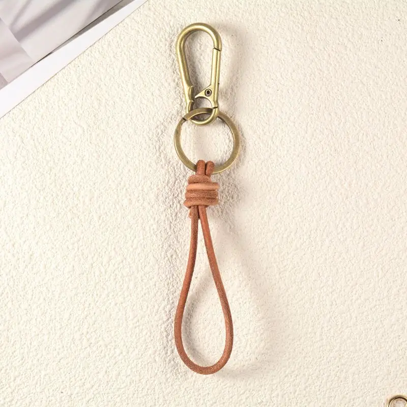 New Retro Handmade Leather Rope Key Chain Ornament Woven Cowhide Car Wallet Hanging Rope Key Ring Party Gift Jewelry