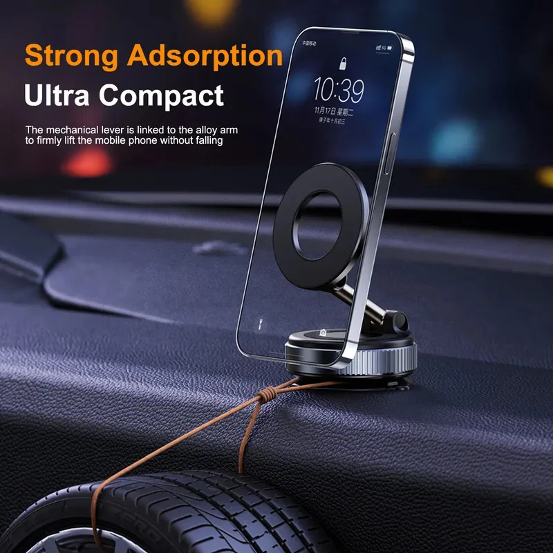 

Car Mount Electric Vacuum Magnetic Holder Foldable Strong Suction Stand For Cell Phone For iphone 12 13 14 15 16 Live Streaming