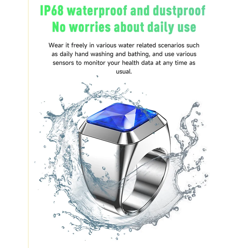 Anillo inteligente resistente al agua IP68, nuevo diseño, soporte para recibir llamadas entrantes, información de carga, recordatorio de luz de respiración, anillo R1