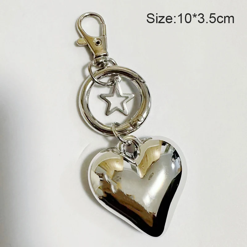 Fashion Alloy Keychains Big Hearts Little Ball Key Rings For Women Men Friendship Gift Handbag Decoration Y2k Jewelry