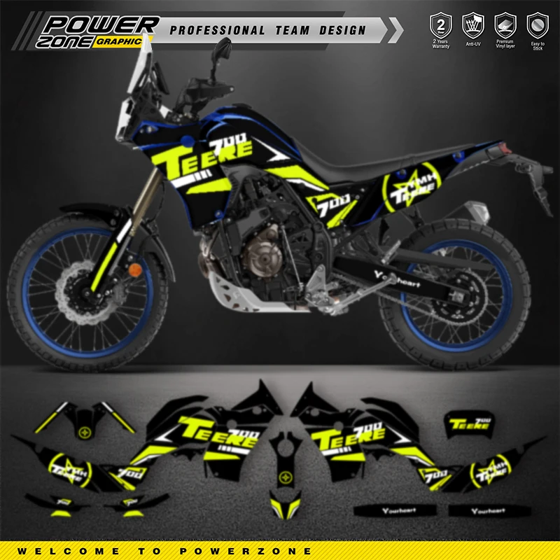 POWERZONE Custom Graphics LTZ400 Graphic Decals Sticker Kit DECO Dekor For YAMAHA T700 2018-2023 TENERE T700 Name Number  Custom