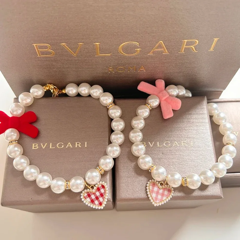 

New Series Cat Collar Pearl Vintage Love Crystal Pendant Diamond Neck Ornament Cute Accessories Also Suitable For Dog