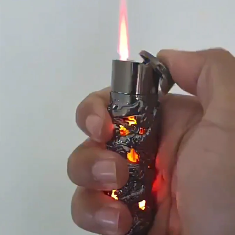 High end relief dragon design torch lighter can be refilled with butane windproof spray red flame lighter gift (excluding butane