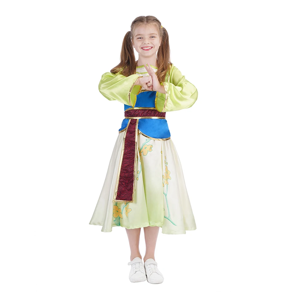 Girls Halloween Costume Child Hua Mulan Costume Christmas Girls Mulan Dress Children Traditional Chinese Clothes with Toy fan