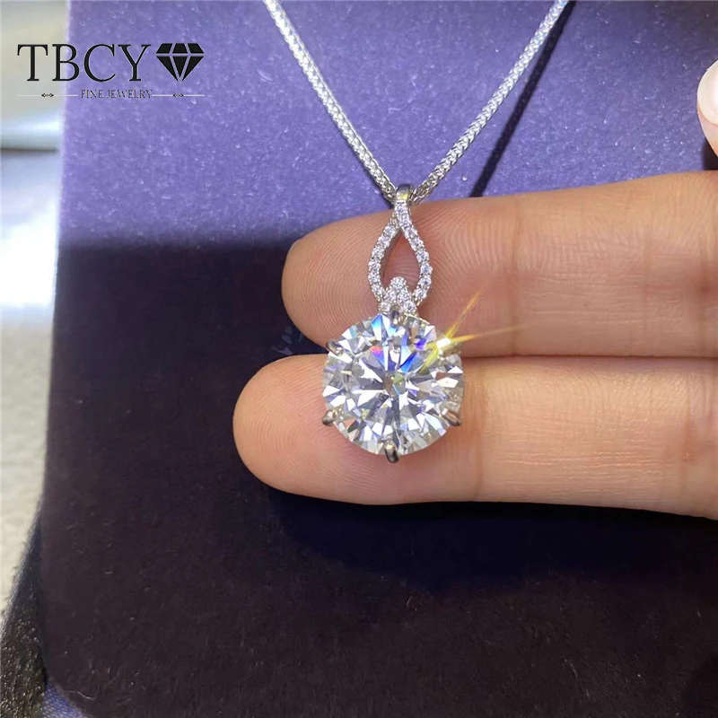 

TBCYD 8CT D Color VVS1 Moissanite Necklace Pendant For Women With GRA 925 Sterling Silver Brilliant Round Cut Diamond Neck Chain