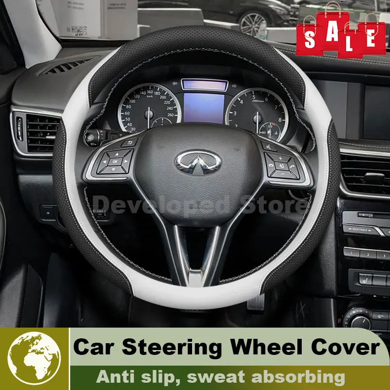 Leather Car Steering Wheel Cover For Infiniti QX30 H15 Q30 2015-2026Anti Slip Auto Steering Wheel Cover Infiniti Q30 Accessories
