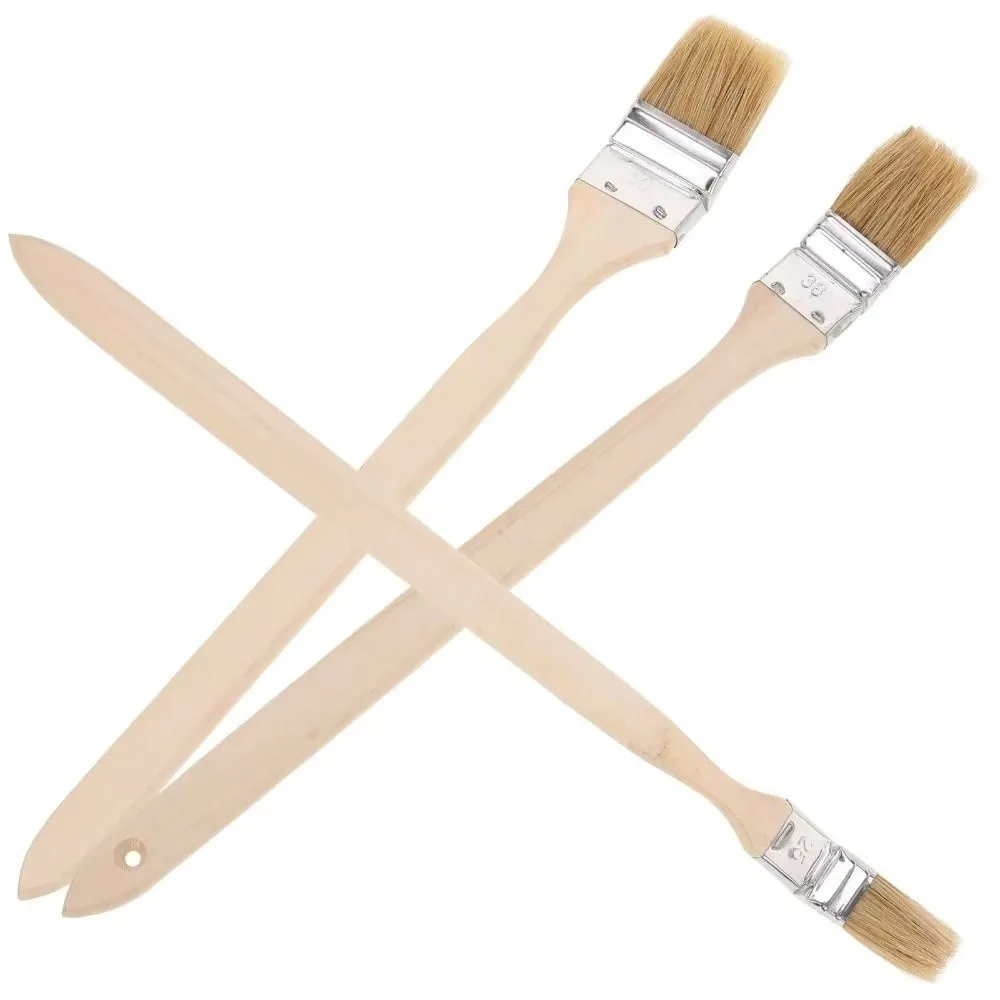 New Long Handle Marine Paint Brush Solid Wood Handle Mixed Pig Mane Hair Wall Painting Brush Elbow Shape BBQ Brush Cleaning Tool