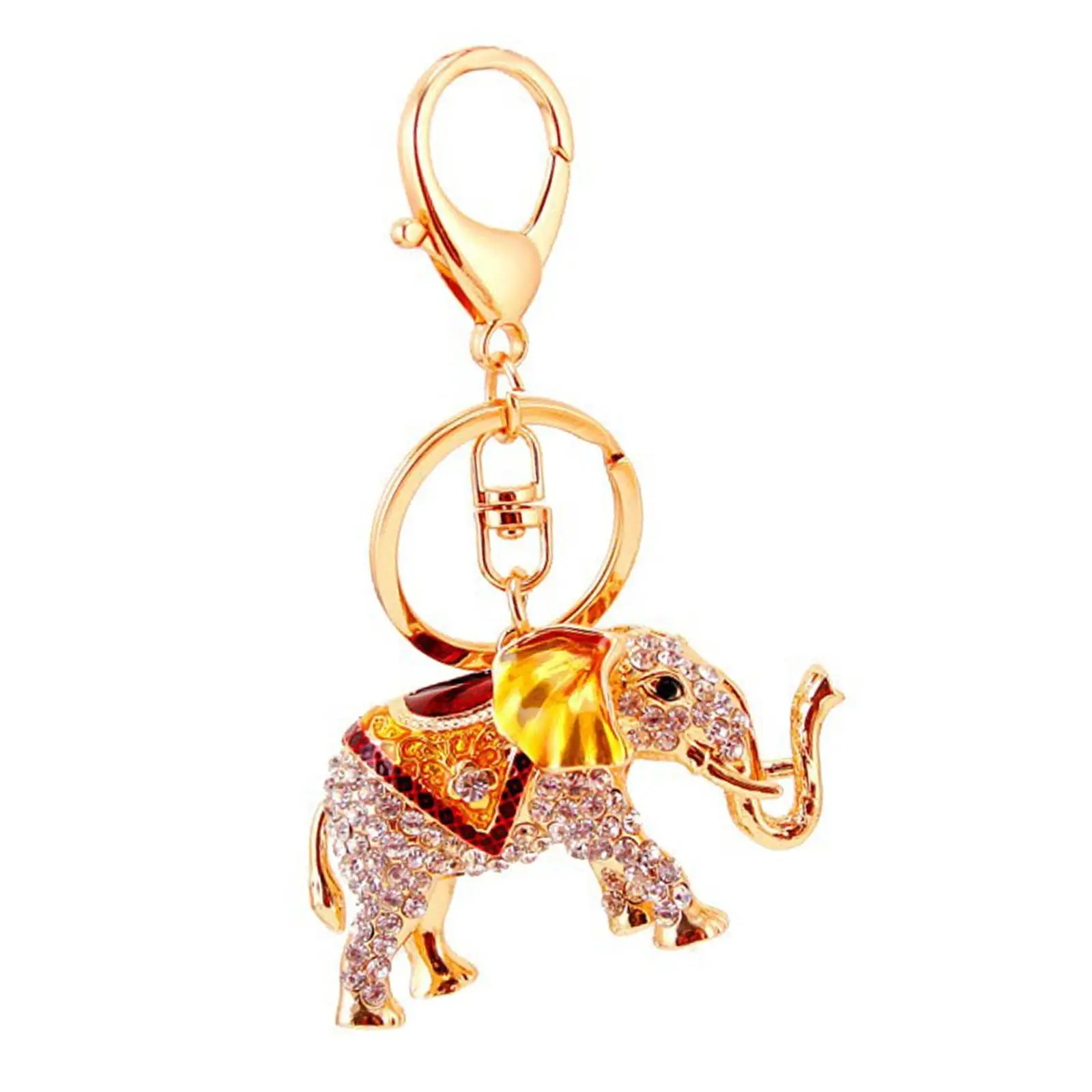 Elegante portachiavi in lega con elefante, portachiavi con ciondolo 3D, ciondolo bling per zaino da scuola per bambini e donne