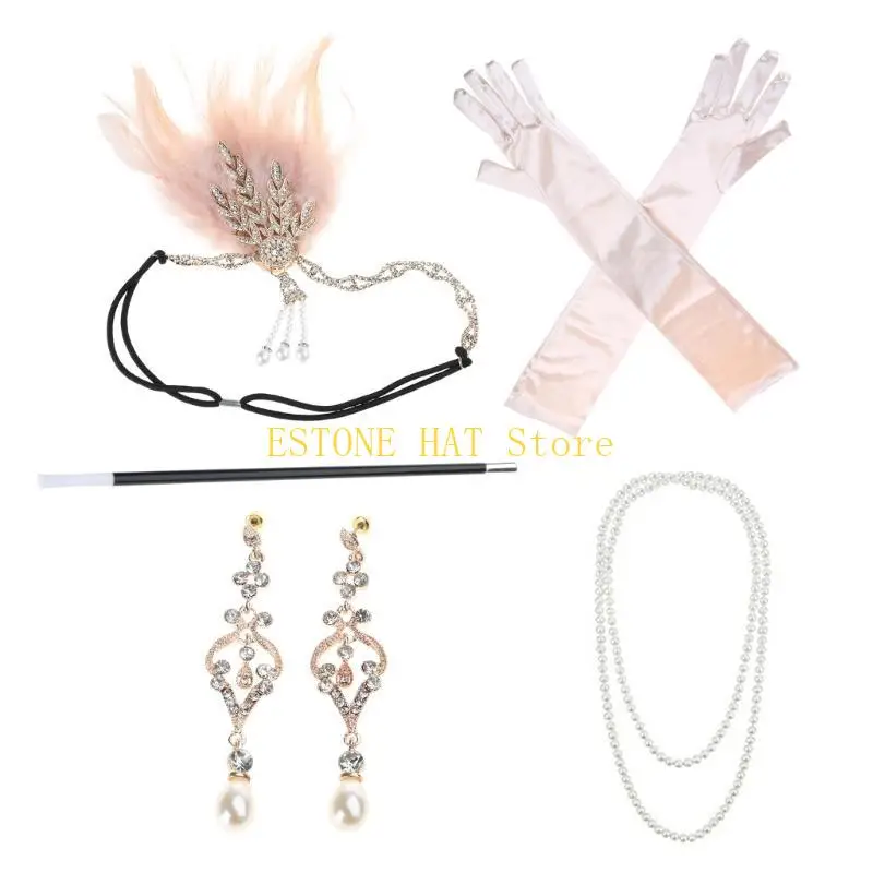 Acessórios para flapper 49mf para feminino 1920s Gatsby Costume Acessório Roaring 20s Flaping Brincho